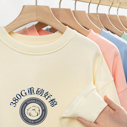 Heavyweight Trendy Brand Oversized 380g Large Terry Loose Autumn and Winter Drop Shoulder Long Sleeve Top Crew Neck Sweatshirt Custom Logo