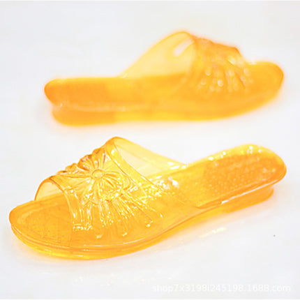 Crystal Slippers Women's Summer Home Use Indoor Bathing Non-Slip Deodorant Flat Transparent Jelly Plastic Slippers