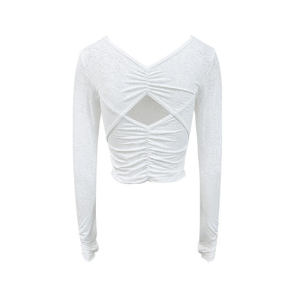 Yoga Wear for Women Summer Cross-Border New Style Cut Out Beautiful Back Sports T-Shirt Tops Sports Outdoor Fitness Long-Sleeved Blouses