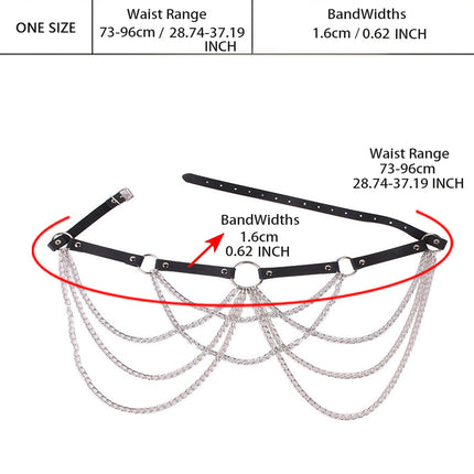 Cross-border Europe and the United States Harajuku concave shape corset multi-layer tassel chain belt sexy exaggerated waist chain belt belt