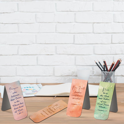 12pcs Gradient Colors Bible Magnetic Bookmark Students Books Magnetic Label Markers