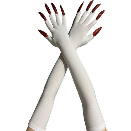 48cm European and American Fashion Halloween Gloves Long Nails Ghost Claw Gloves Long Performance Props Costume Black Red Claw