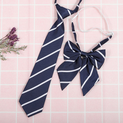 Japanese and Korean striped jk/dk college style men's and women's red cyanotic gray blue shirt accessories tie-free collar set