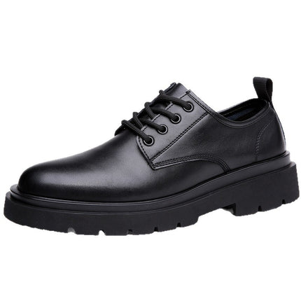 Autumn 2025 New Men's Shoes Soft Leather Work Shoes Versatile Trbottomyy British Casual Shoes Men's Thick-Soled Large Leather Shoes
