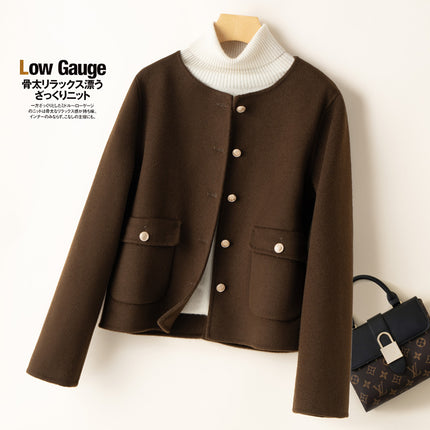 Wool Double-Sided Tweed Coat Commuter Elegant Women's Autumn and Winter New Style Small Fashionable Fragrant Style Celebrity Coat