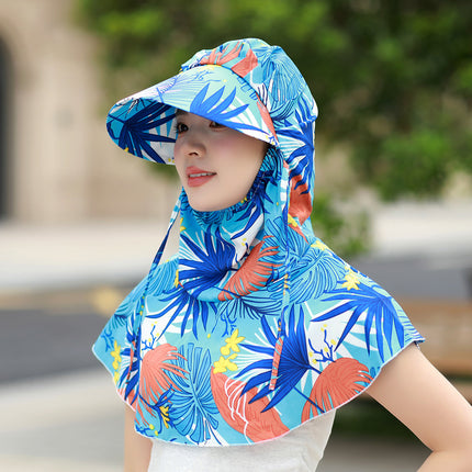 Spring and Summer Sunscreen Mask Neck Protection Integrated Hat Women's Sunshade Hat Outdoor Tea Picking Work Face Covering UV Protection