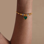 E464-Gold Green Striped Bracelet