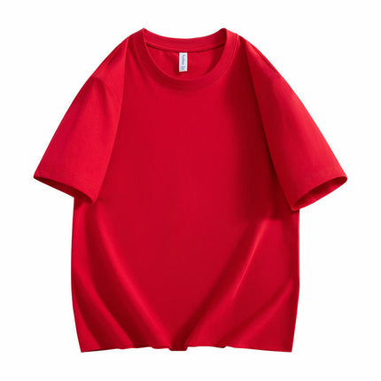 Round Neck Solona Polyester-Cotton Short-Sleeve T-Shirt with Logo Printed, Group Advertising Shirt, Workwear, Factory Wholesale, Cross-Border, Simple Style