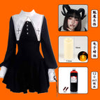 [four-piece set] nun dress + succubus headdress + electronic candle + fake blood bottle / XS