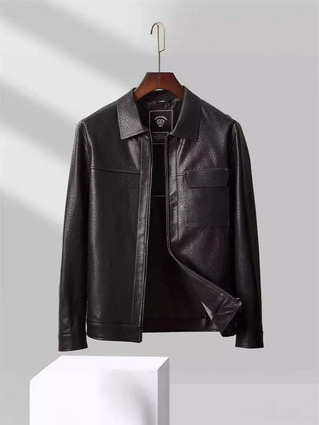 Men's Jacquard Leather Jacket / Veste en Cuir Jacquard Homme