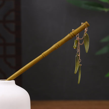 Antique Hairpin Step Tassel Wood Hairpin Imitation Ebony Headwear Disc Hair Simple Accessories Ancient Dress Hairpin Women's Hair