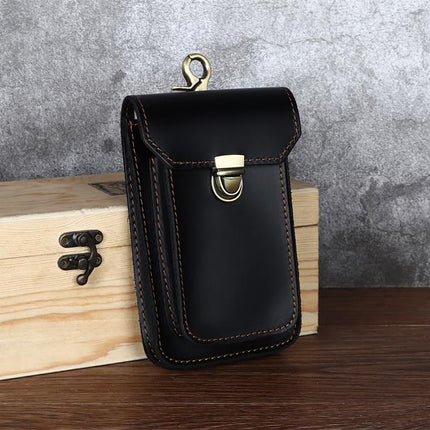 Men's Waist Bag Hanging Bag Mobile Phone Bag Genuine Leather Protective Case Crazy Horse Leather Top Layer Cowhide Outdoor Waist Hanging Bag Wholesale