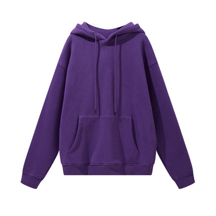 Men's Autumn and Winter 345g Pure Color Hoodie Thickeneded and Velvet Oversize Brushed Men's Hooded Sweatshirt Thickeneded and Warm