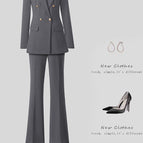9381 gray suit + wide leg pants