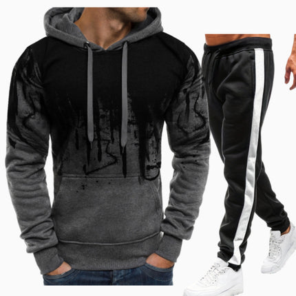 Spring and Autumn New Men's European and American Cross-border Casual Printed Sweater Long Sleeve Hoodie Hoodie Sweatshirt Jacket suit