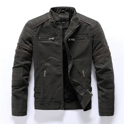 Factory Direct Sales men's autumn and winter frosted leather clothing fashion slim brushed PU jacket motorcycle fashion brand Slim jacket