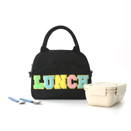 Amazon embroidery lunch bag cross-border letter portable handbag travel leisure insulation bag large capacity storage bag