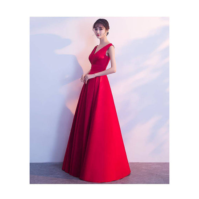Red Bridal Toast Dress 2025 Summer Thank You Banquet Wine Evening Dress Female Wedding Slim Noble Long Style Female