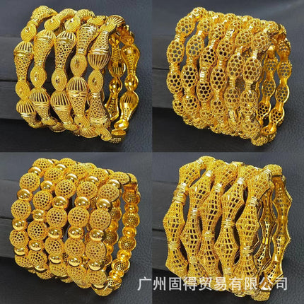 24K Gold Dubai Stereo Carved Buckle Bracelet Non-Fading Women's Middle East Dubai Jewelry Vietnamese Sand Gold Bracelet
