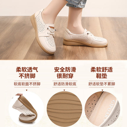 Mom's Shoes Are Comfortable, Middle-Aged and Elderly Women's Shoes, Summer Women's Shoes, Non-Slip Flat Soles That Don'T Tire the Feet, Middle-Aged Sandals, Soft-Soled Leather Shoes