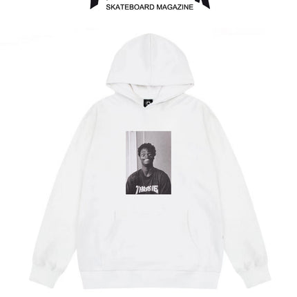 Heavy Thrasher Flame Hooded Unisex Sweatshirt American Style Cross-Border Casual Hoodie Trendy Brand Printed Loose Fleece-Lined