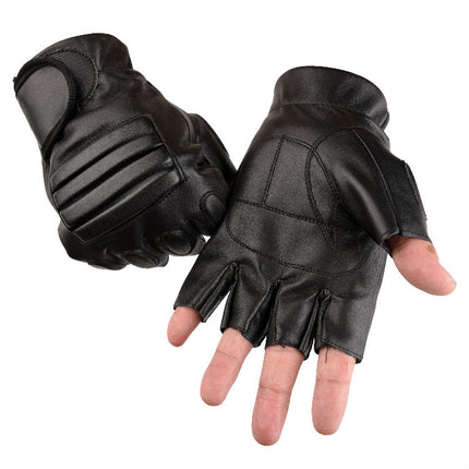 Wholesale pu half finger gloves imitation leather outdoor non-slip Men's Fitness gloves half sports motorcycle riding tactical gloves