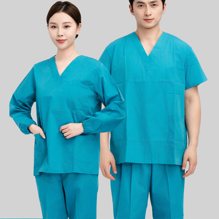 Short-Sleeved Doctor's Uniform, Cotton Surgical Uniform, Women's Work Clothes, Men's Operating Room Scrub Uniform, Long-Sleeved Health Center