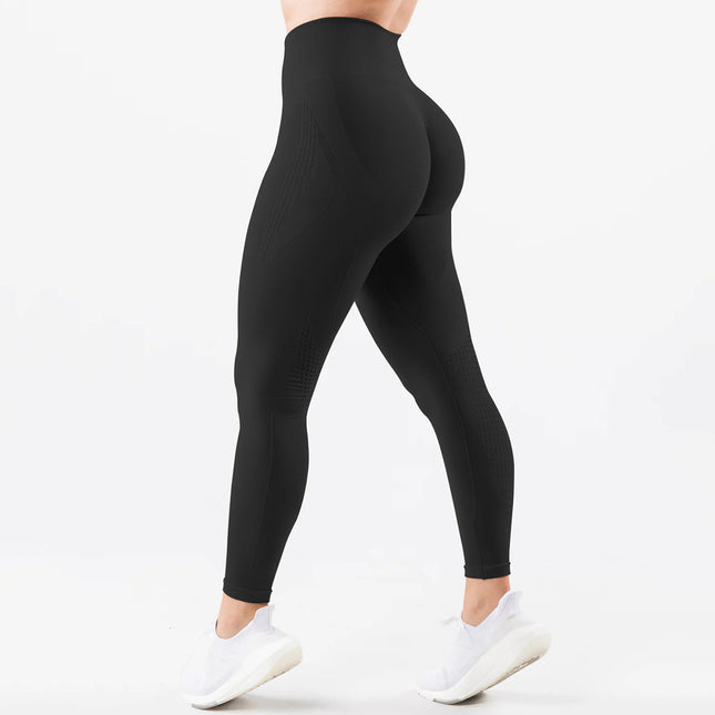 Amazon Seamless Jacquard Tight Yoga Pants Women's Super Soft Hand-feel Body-fit Cationic Cropped Pants Fitness Pants