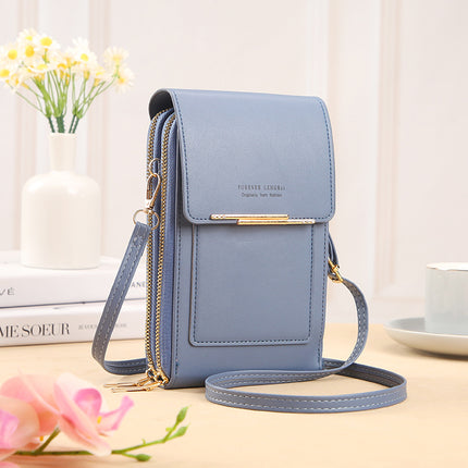 New Mobile Phone Bag Women's Korean-style Fashionable Multifunctional Crossbody Shoulder Bag Zipper Solid Color Simple Mini All-match Wallet