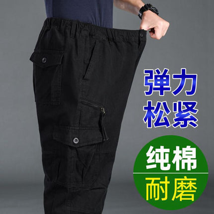 Overalls Men's Autumn and Winter fleece-lined Thickened Trendy Brand plus size Casual Pants Straight-Leg Loose Wide-Leg Winter Pants