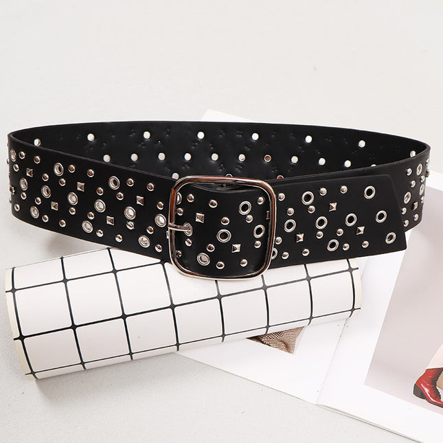 Punk style rivet wide belt female heavy industry design personality waist seal decorative dress accessories waist belt
