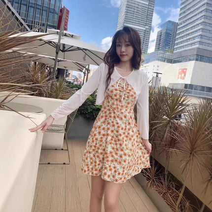 Dopamine 2025 All-match Ins Style suit Sling Sweet Floral dress Slimming Cardigan Summer New Skirt