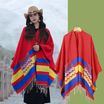 Qinghai Xizang Chaka Salt Lake Tourism Super-large Shawl Female Ethnic Style Thickened Cloak Office Air-conditioned Room Blanket