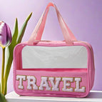 Pink portable transparent bag-TRAVEL