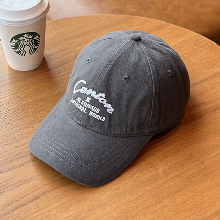 Korean Style Large Head Circumference Baseball Cap for Women, Face-Slimming Embroidered Letters, Fashionable Versatile Duckbill Cap for Men, Simple Sunshade and Sun Protection