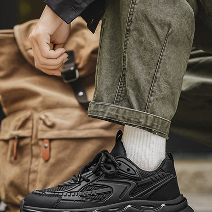 European Station Black Warrior Men's Shoes 2025 New Summer Running Shock Absorbing Air Cushion Shoes Casual Mecha Dad Sports Shoes