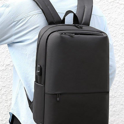 Cross-border Men's Business Backpack Solid Color Simple Fashion Computer Bag Charging Travel Large Capacity Multi-function Backpack