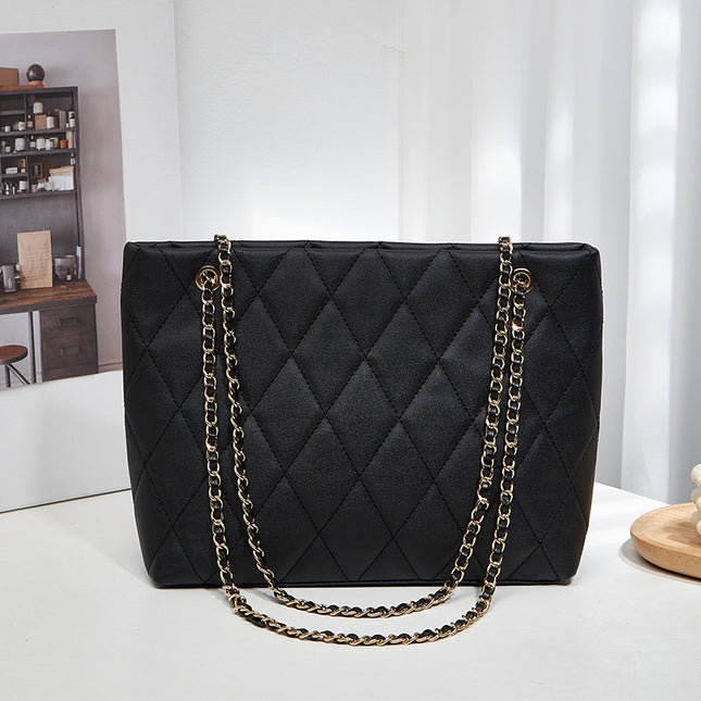 Lingge Casual Tote Bag New Retro Western Style Chain Bag Shoulder Bag Underarm Bag Simple Fashion Crossbody Bag Women's Bag