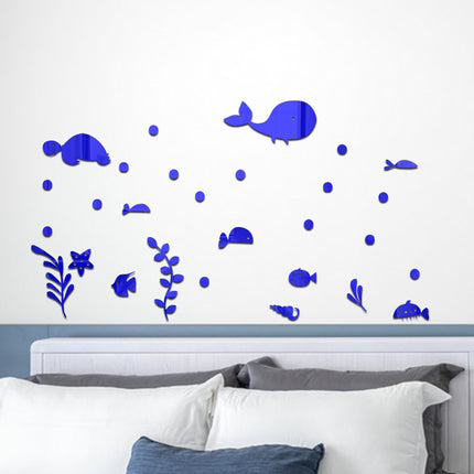 JM593 Ocean World cartoon acrylic wall children's room living room layout self-adhesive mirror wall stickers decorations
