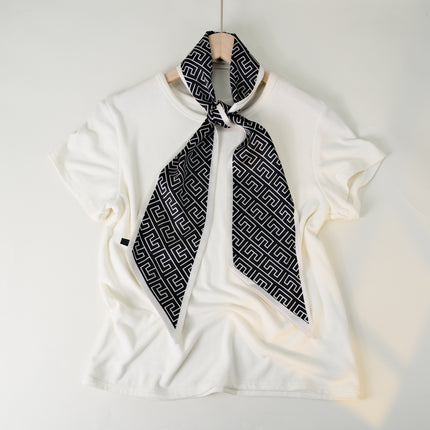 2025 European and American-style Beveled Silk Scarf Cross-border Silk Cashew Dot Long High-end Ribbon Scarf Women's Belt