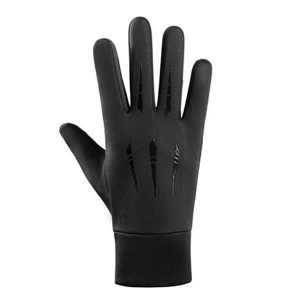 Windproof Gloves with Fleece Lining for Warmth, Winter Motorcycle Riding Gear, Full-Finger Protection for Delivery Riders, Touchscreen Compatible