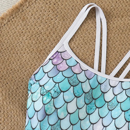 European and American 2025 New Super Fairy Ins High-value Mermaid Colorful Gradient Conjoined Triangle Racing Swimsuit for Women