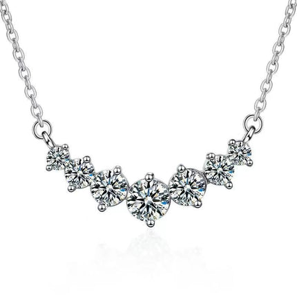 New One-Carat Moissanite Seven-Star Smiley Face Necklace Straight Pendant Jewelry for Women Simple High-End Necklace