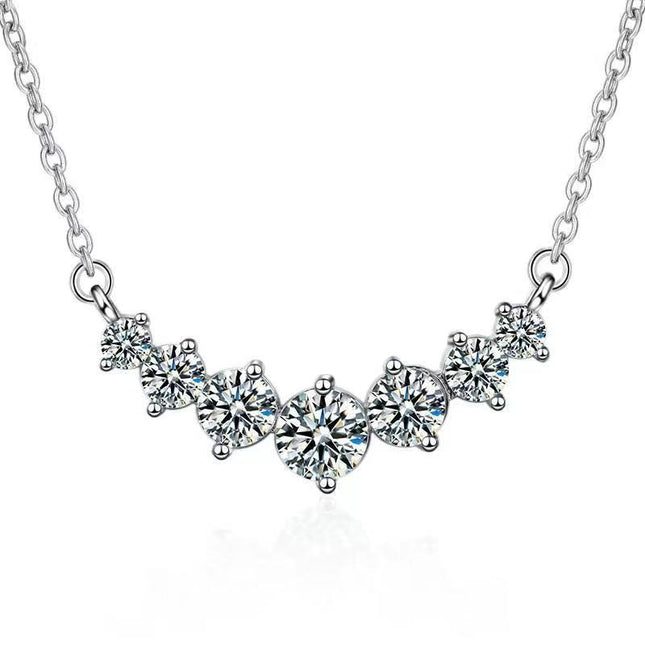 New One-Carat Moissanite Seven-Star Smiley Face Necklace Straight Pendant Jewelry for Women Simple High-End Necklace