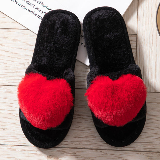 Love opening Mao Mao open toe foreign trade cross-border warm autumn and winter Four Seasons open cotton slippers Amazon home slippers