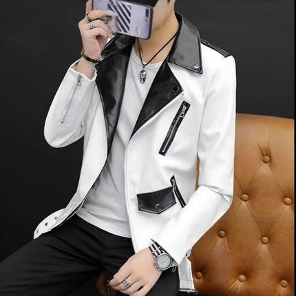 2025 Men's Tops Spring and Autumn Fashion Easiest for Match Leather Tops Men's Thin Men's Leather Tops Top Casual Tops