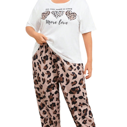 Cross-border European and American plus size Pajamas Women's Casual Loose Comfortable Outer Wearing Leopard Print Home Clothes suit Wholesale