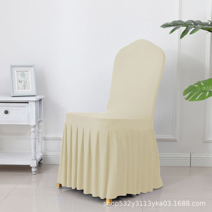 Chair Cover Thickened Stretch Pleated Skirt Dining Chair Cover Hotel Wedding Banquet Event Stool Cover Hotel Cloth