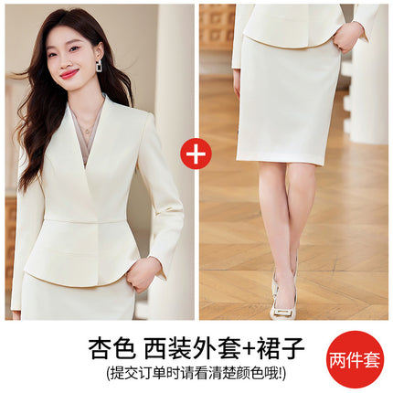 High-End Gray Professional Suit Suit for Women Autumn and Winter 2025 New Hotel Front Desk Jewelry Store Beauty Salon Work Clothes