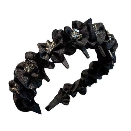 High-End Rhinestone Headband for Women with Wavy Hair 2025 New Style High-Cranium Headband for Going Out with Toothed Anti-Slip Hairpin